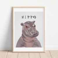 Affiche pour enfants avec dessin d'hippopotame mig