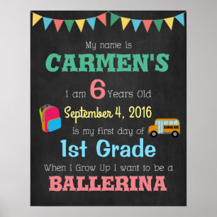 Affiche pour enfants du premier jour d'école Photo