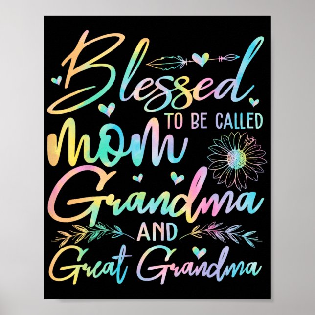Affiche Pour Être Appelée Maman Grand-Mère Et Grande Fleur (Devant)