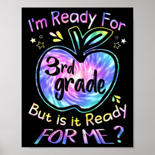 Affiche Pour la 3e année Tee Dye Retour à l'école Bonjour 