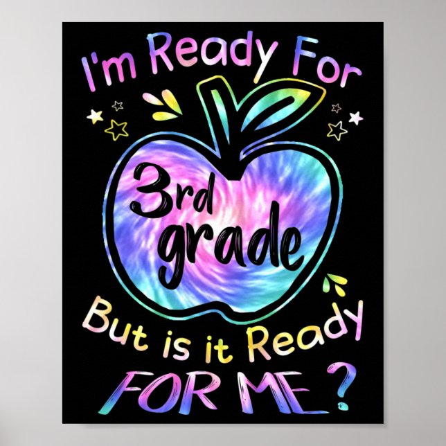 Affiche Pour la 3e année Tee Dye Retour à l'école Bonjour  (Devant)