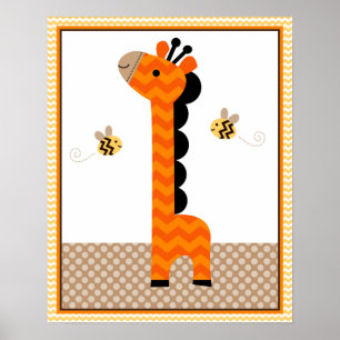 Affiche pour la nurserie de bébé girafe Jungle Sta