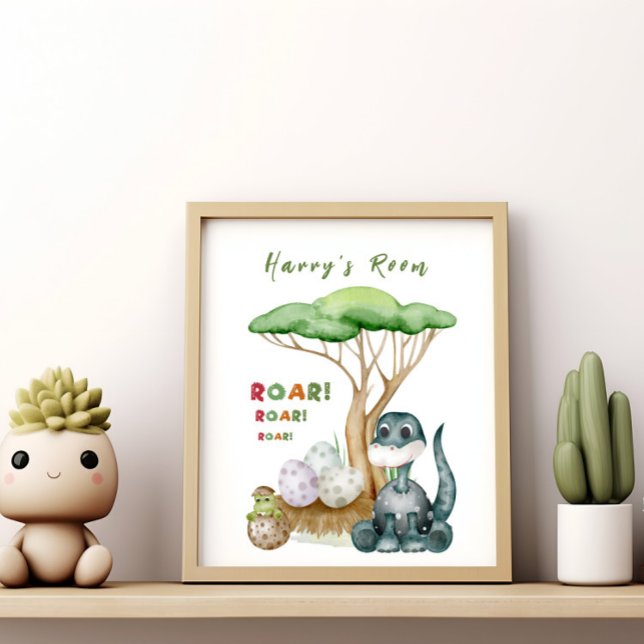 Affiche pour la nurserie de bébé petit dinosaure | (Créateur téléchargé)