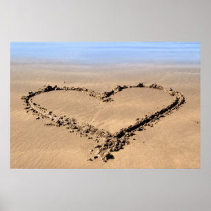 affiche pour la plage de coeur d'amour