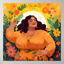 Affiche Pour l'amour et la fleur, une femme debout dans so