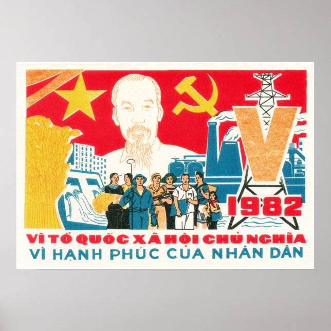 Affiche Pour Le Bonheur Du Peuple ! Vieux-Vietnam 1982 (Devant)