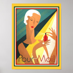 Affiche Pour Moi French Deco Parfum Ad 12 x 16