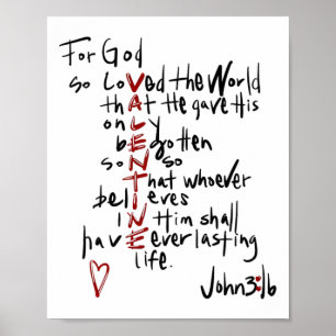 Affiche Pour que Dieu a tant aimé le monde verset biblique