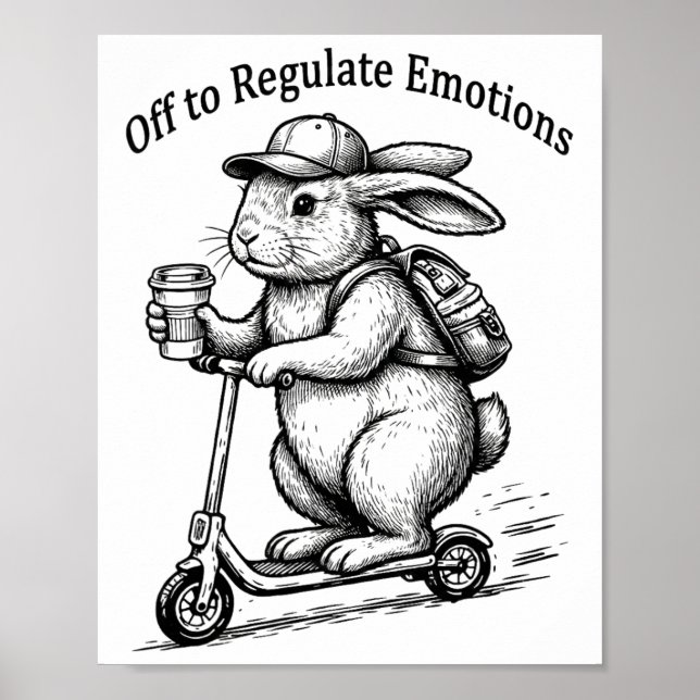 Affiche Pour réguler les émotions drôle de lapin Bunny Sco (Devant)