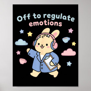 Affiche Pour réguler les émotions drôle lapin scooter lapi