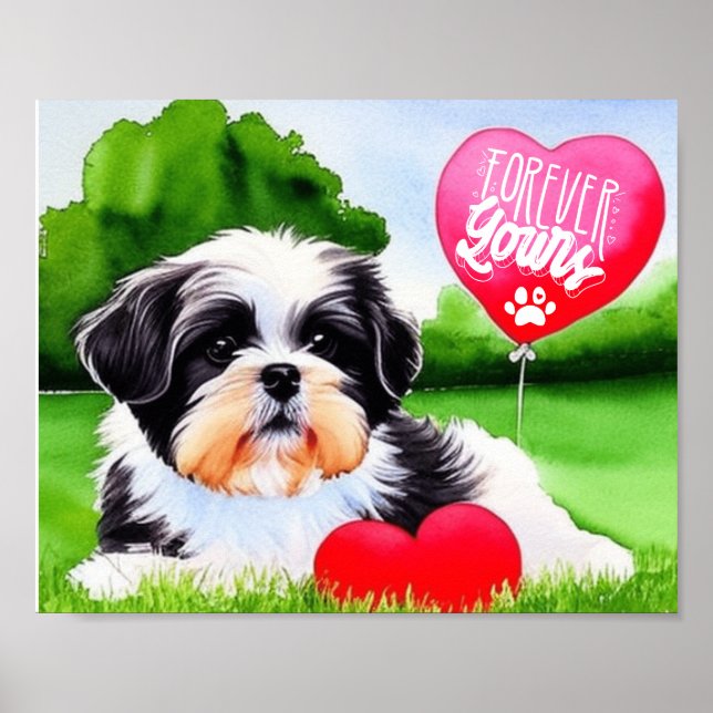 Affiche Pour toujours ton Shih Tzu Aquarelle (Devant)
