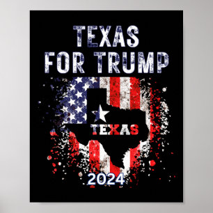 Affiche Pour Trump 2024 - Drapeau américain - Vintage