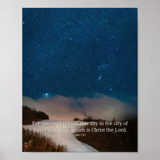 Affiche Pour vous est né Luc 2:11 Écriture de Noël