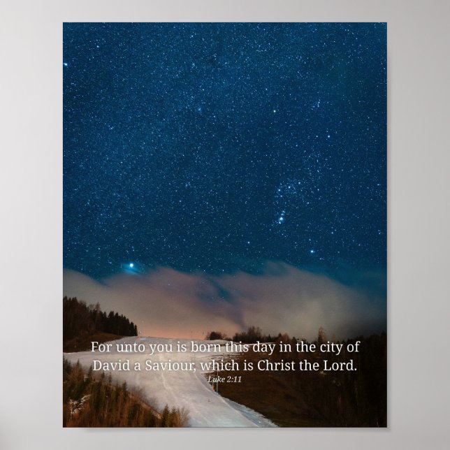 Affiche Pour vous est né Luc 2:11 Écriture de Noël (Devant)