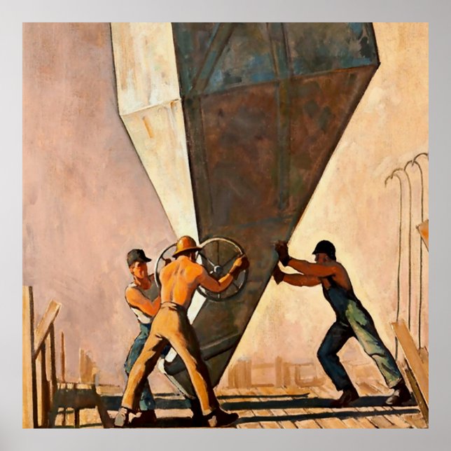 Affiche "Pouring Cement Boulder Dam" par Maynard Dixon (Devant)