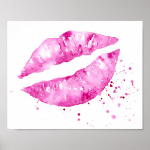 Affiche pourpre de Valentine de bouche d'aquarelle