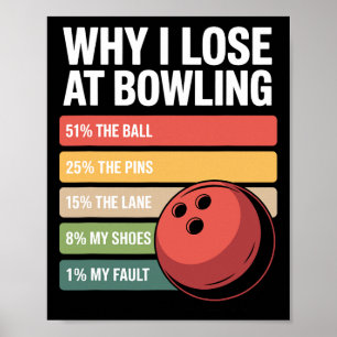 Affiche Pourquoi J'Ai Perdu À Bowling Funny Bowler Excuses
