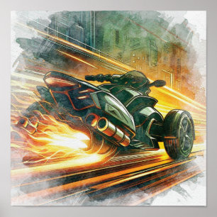 Affiche Poursuite de moto Can-Am à grande vitesse dans la