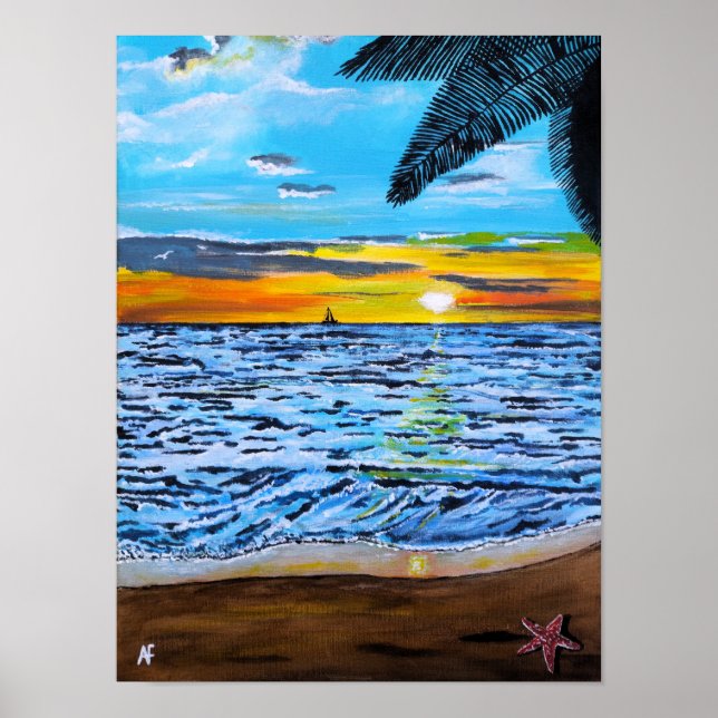 Affiche Poursuite du coucher de soleil Peinture d'Alfred F (Devant)