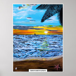 Affiche Poursuite du coucher de soleil Peinture d'Alfred F