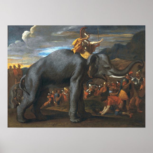 Affiche Poussin - Hannibal Traversant Les Alpes Sur Elepha (Devant)