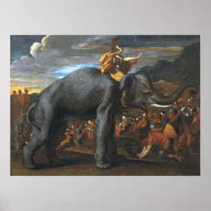 Affiche Poussin - Hannibal traversant les Alpes sur un élé
