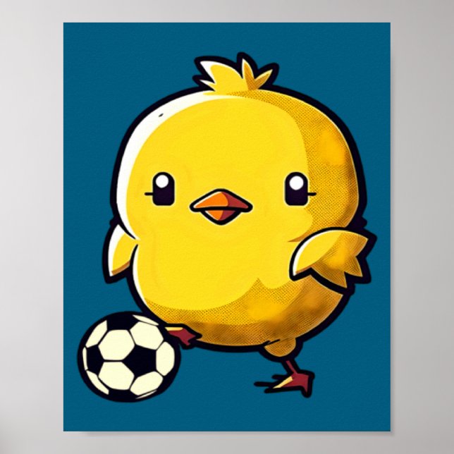 Affiche Poussin Jouant Au Football De Pâques  (Devant)