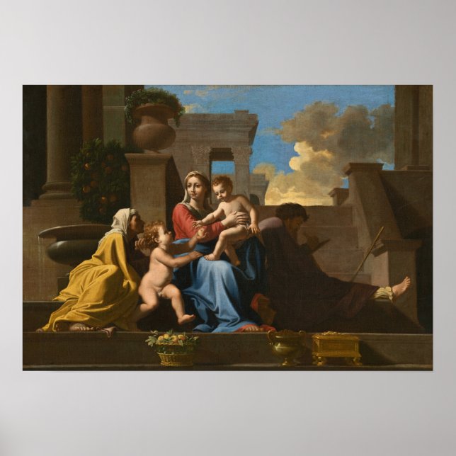 Affiche Poussin - La Sainte Famille Sur Les Marches (Devant)