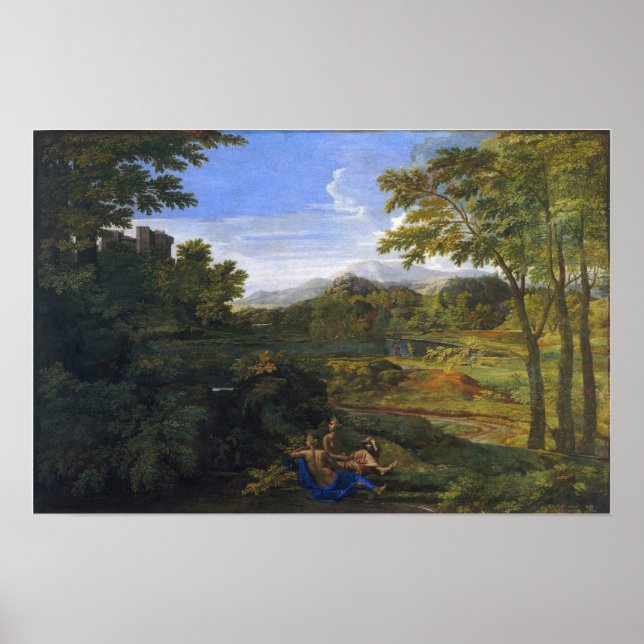 Affiche Poussin - Paysage Avec Deux Nymphes Et Un Serpent (Devant)