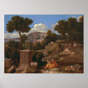 Affiche Poussin - Paysage Avec Saint John