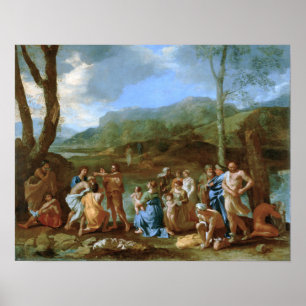 Affiche Poussin - Saint Jean baptisant dans le Jourdain