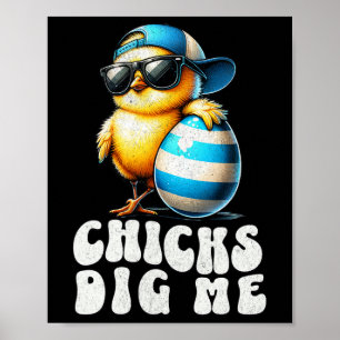 Affiche Poussins de Pâques me trouvent mignon chasse aux œ