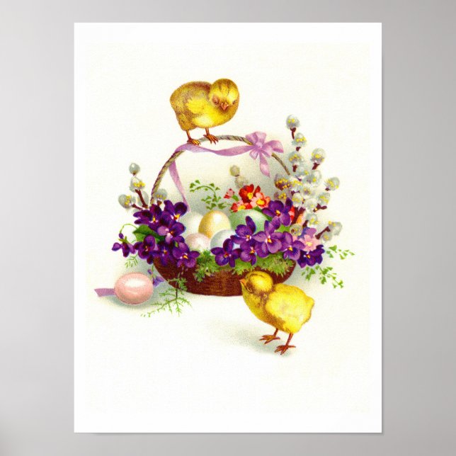 Affiche Poussins et œufs de Pâques (Devant)