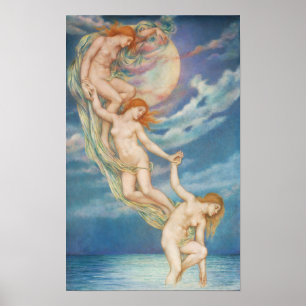 Affiche Poutres de lune Plongée dans la mer   Evelyn De Mo