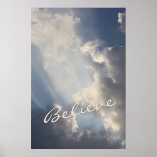 Affiche Poutres de soleil inspirantes Ciel bleu