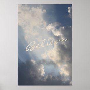 Affiche Poutres de soleil nuages blancs Inspiration Croire