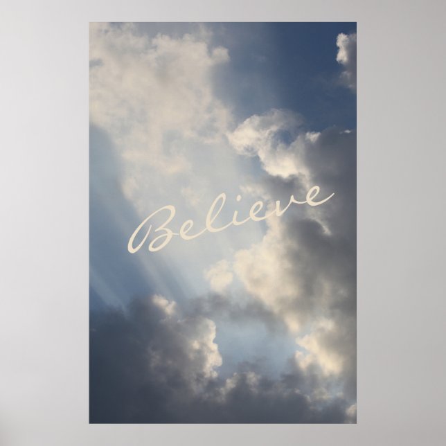 Affiche Poutres de soleil nuages blancs Inspiration Croire (Devant)