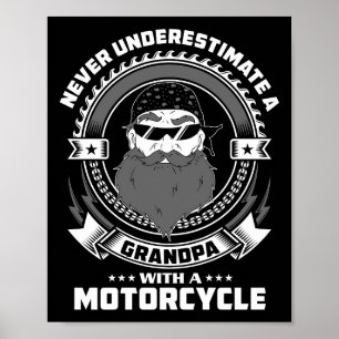 Affiche Pouvoir Cadeau Père D'Un Grand-Père Avec Une Moto