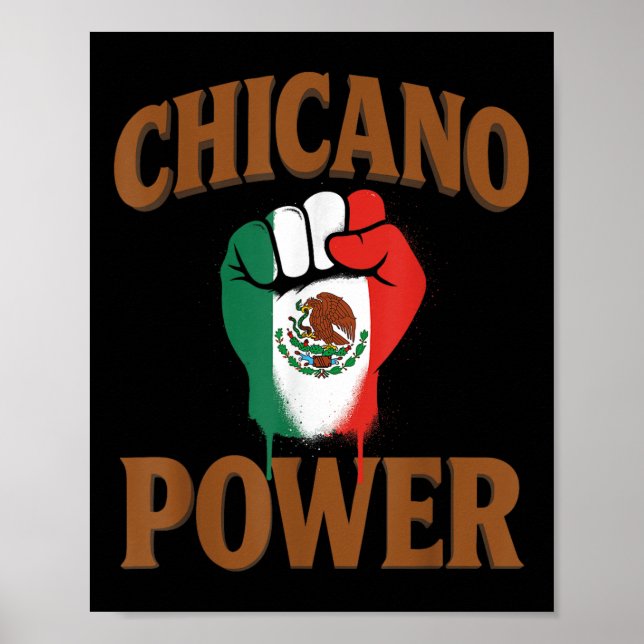 Affiche Pouvoir Chicano Mexicain Drapeau du Mexique Brun L (Devant)