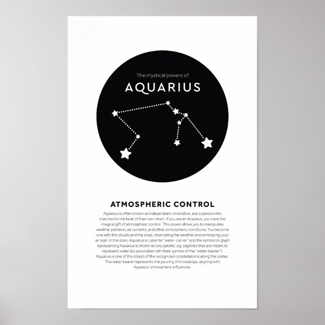 Affiche Pouvoir mystique d'Aquarius Astrologie Star Zodiac (Devant)