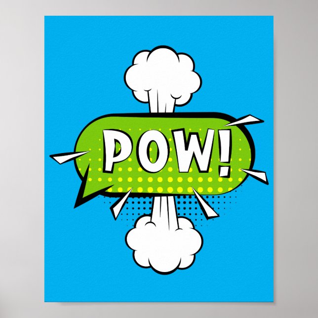 Affiche Pow ! Pointe comique de pop art dynamique (Devant)