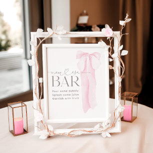 Affiche Pow rose minimaliste Baby shower fille Momosa Bar