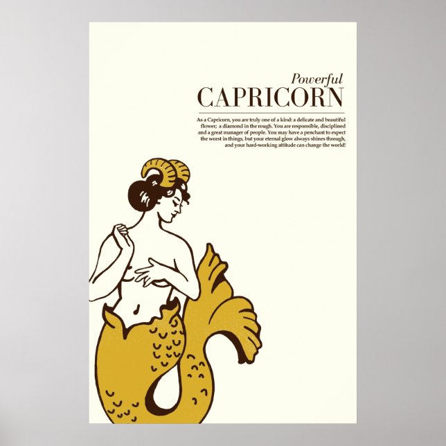 Affiche "Power Capricorn" Cute & Cool Zodiac Art (Devant)