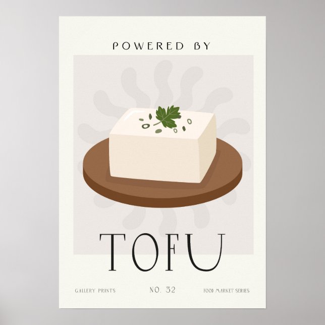 Affiche Powered by Tofu Vegan Plant Based Kitchen Decor (Devant)