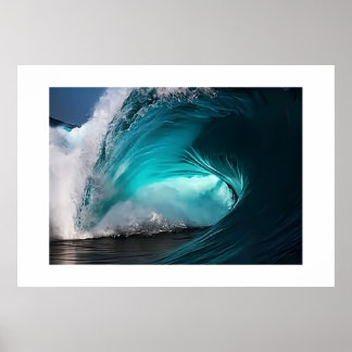 Affiche Powerful Ocean Wave Majestic Blue Sea Nature