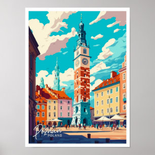 Affiche Poznan Pologne Voyage illustration Vintage