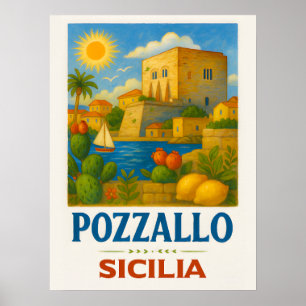 Affiche Pozzallo Sicile avec La Torre Cabrera