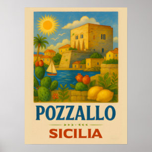 Affiche Pozzallo Sicile avec La Torre Cabrera