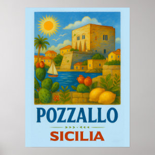 Affiche Pozzallo Sicile avec La Torre Cabrera