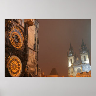 Affiche Prague en tirage de nuit
